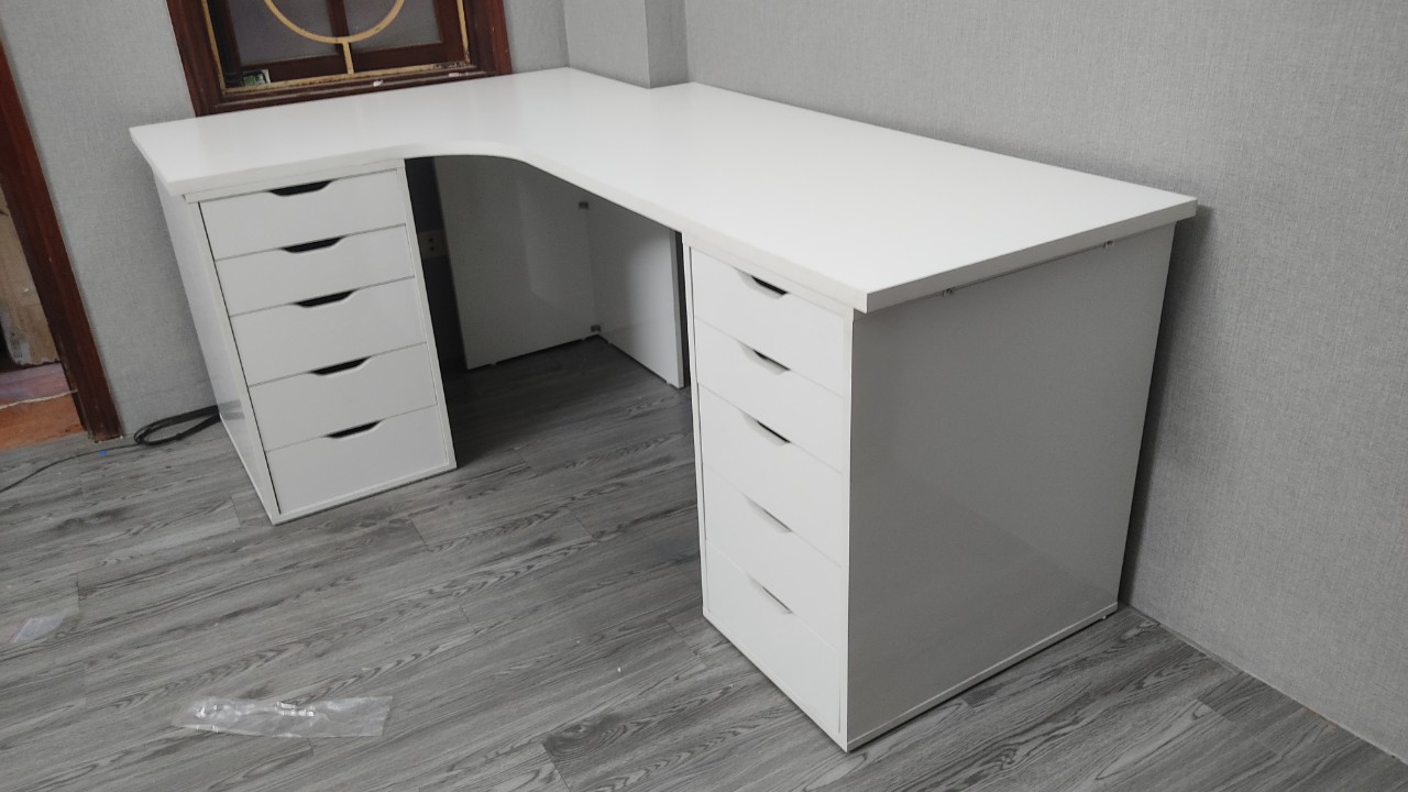 Bàn làm việc chữ L phong cách Ikea hiện đại - Bàn làm việc cao cấp - Bàn Siêu Hót- chống xước chống 