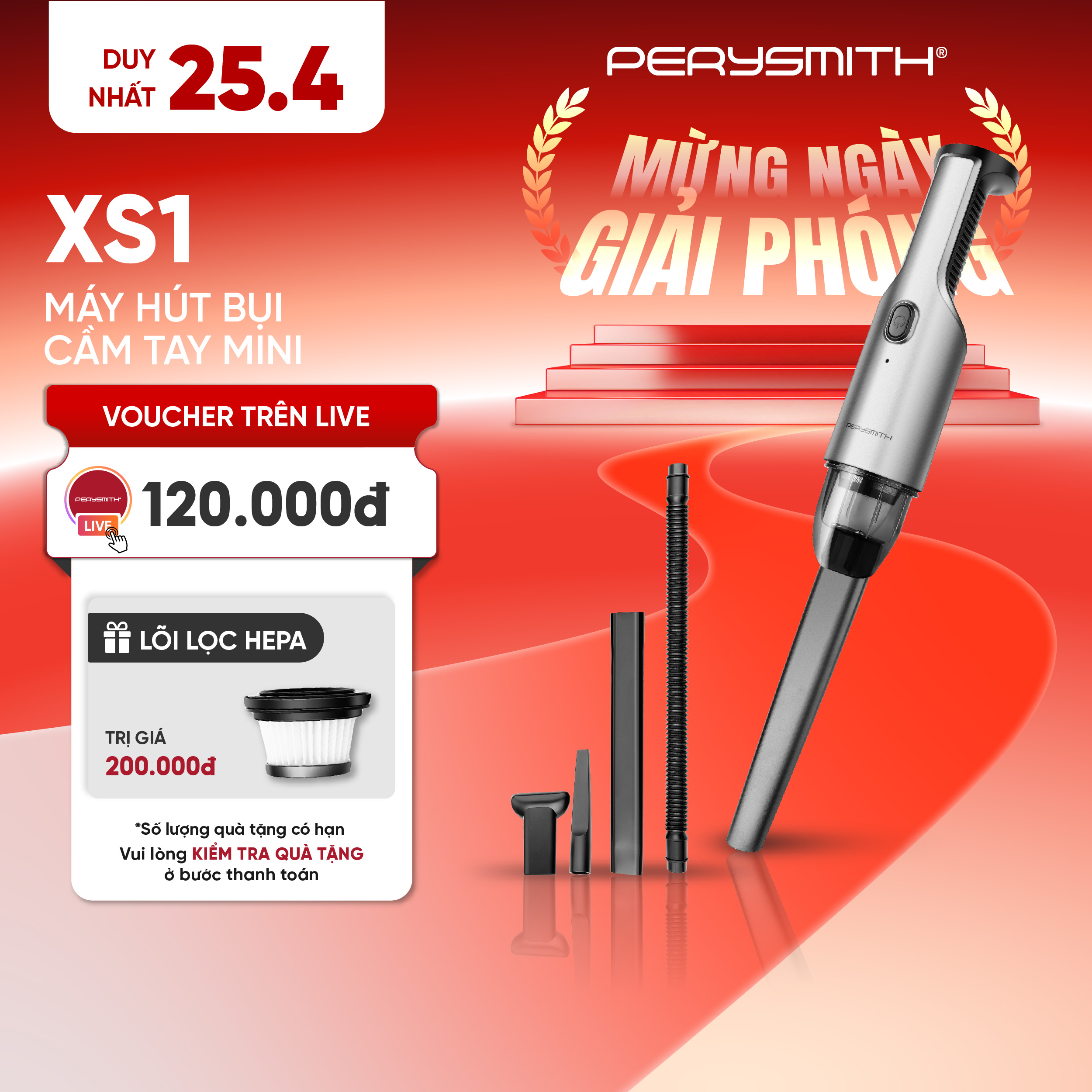 PerySmith XS1 - Máy Hút Bụi Mini Cầm Tay Không Dây Xtreme Series