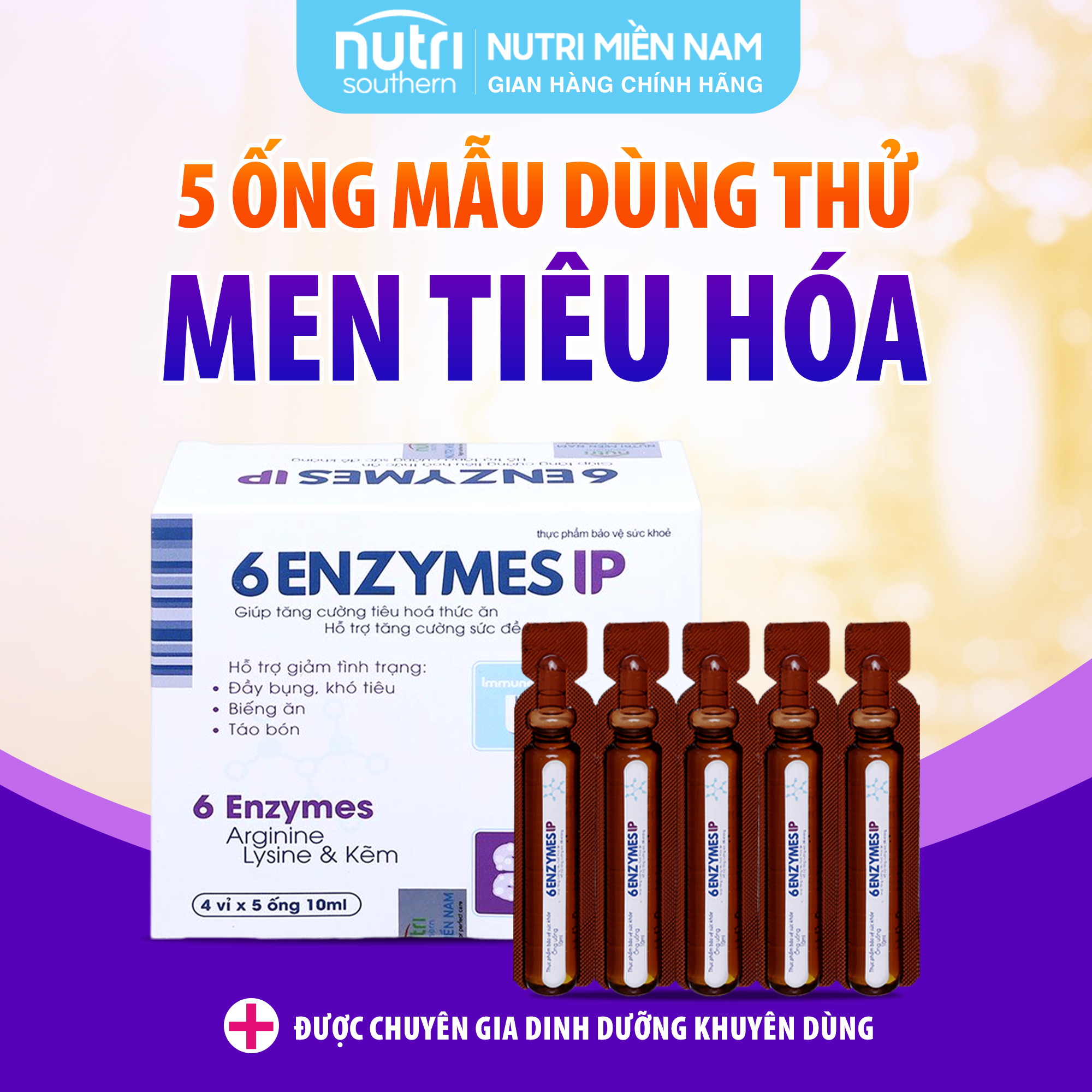 Men Tiêu Hóa 6 ENZYMES IP - Hỗ Trợ Tăng Cường Tiêu Hóa Với 6 Loại Enzyme Thiết Yếu Giúp Ăn Ngon (Hộp