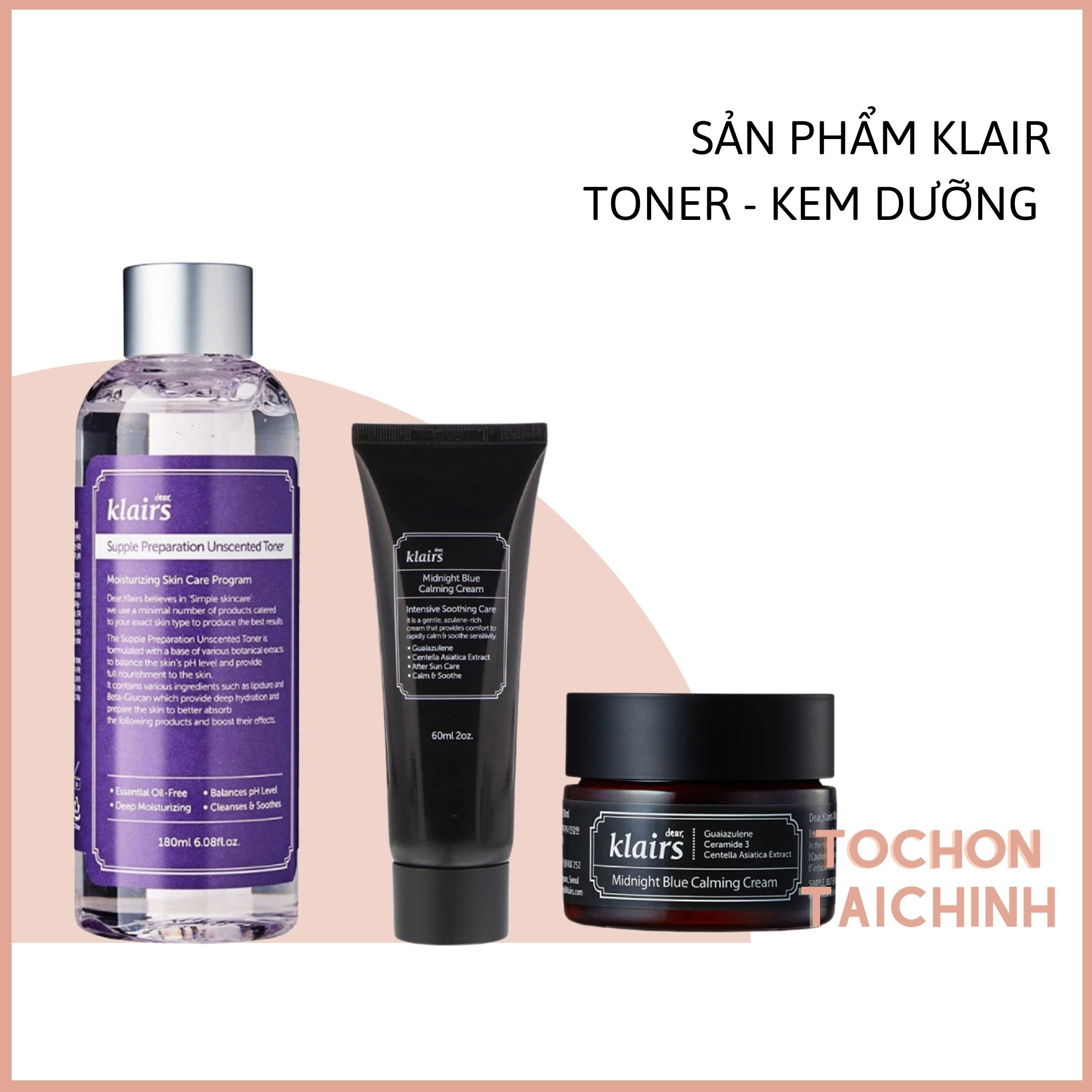 Nước Hoa Hồng Toner Dear Klairs Không Mùi 180Ml - Kem Dưỡng Da Dear Klairs Midnight Blue Calming Cream 30Ml 60Ml (Tớ Chọn Tài Chính)