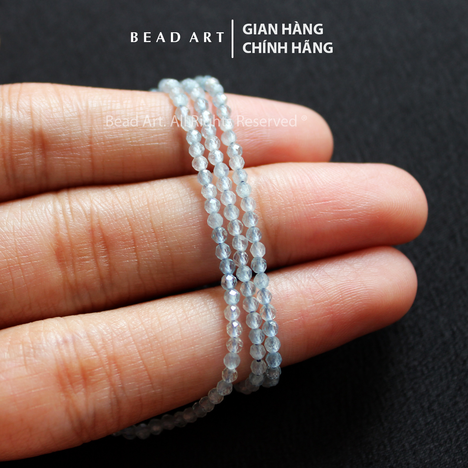 [5 Hạt/10 Hạt] 2MM Đá Aquamarine Hải Lam Ngọc Giác Cắt  Mệnh Thuỷ Mộc Phối Vòng Tay Phong Thuỷ Chuỗi