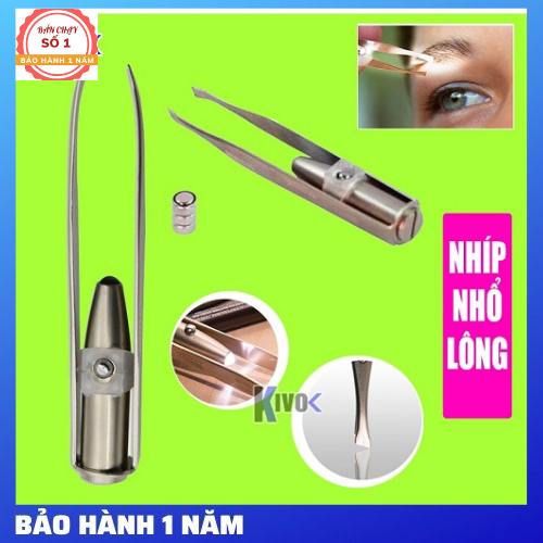 Nhíp Nhổ Lông Nhỏ Râu Nhỏ Tóc Bạc Có Đèn Pin Siêu Sáng