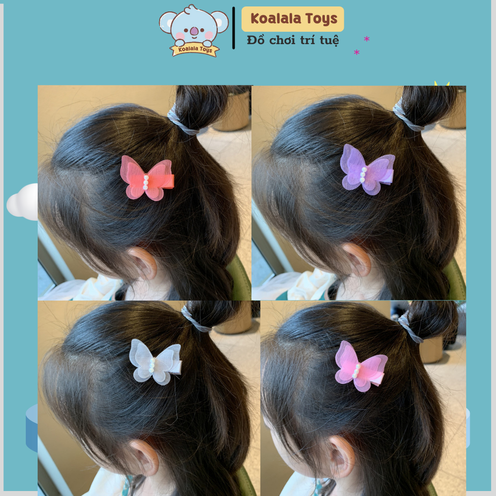 Kẹp tóc cho bé gái hình con bướm đáng yêu nhiều màu tím xanh hồng cho bé chơi trung thu bé gái 1 2 3 4 5 6 7 8 9 tuổi KOALALA TOYS