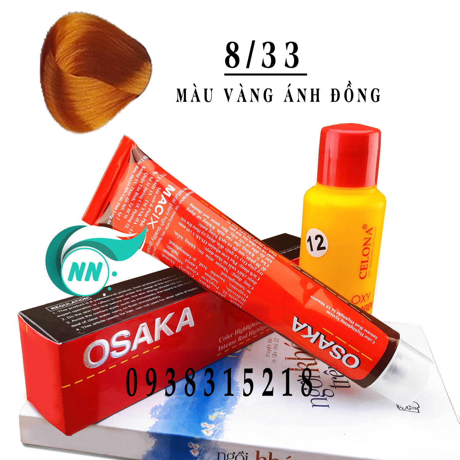 Thuốc Nhuộm Tóc Osaka Tuýt 8/33 Vàng Ánh Đồng + Oxy 12% Loại 100Ml