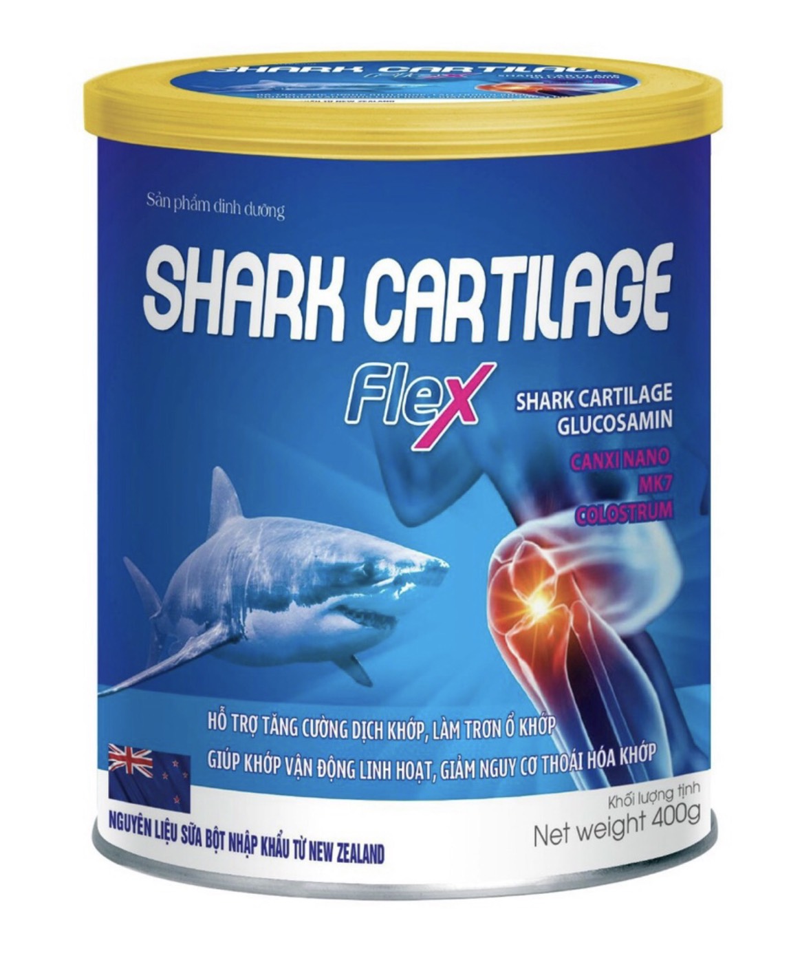 Sữa Bột Shark Cartilage Flex với thành phần sụn vi cá mập, glucosamine, canxi nano . Hỗ trợ tăng cường dịch khớp, làm trơn ổ khớp - Bách Hóa Duy Công