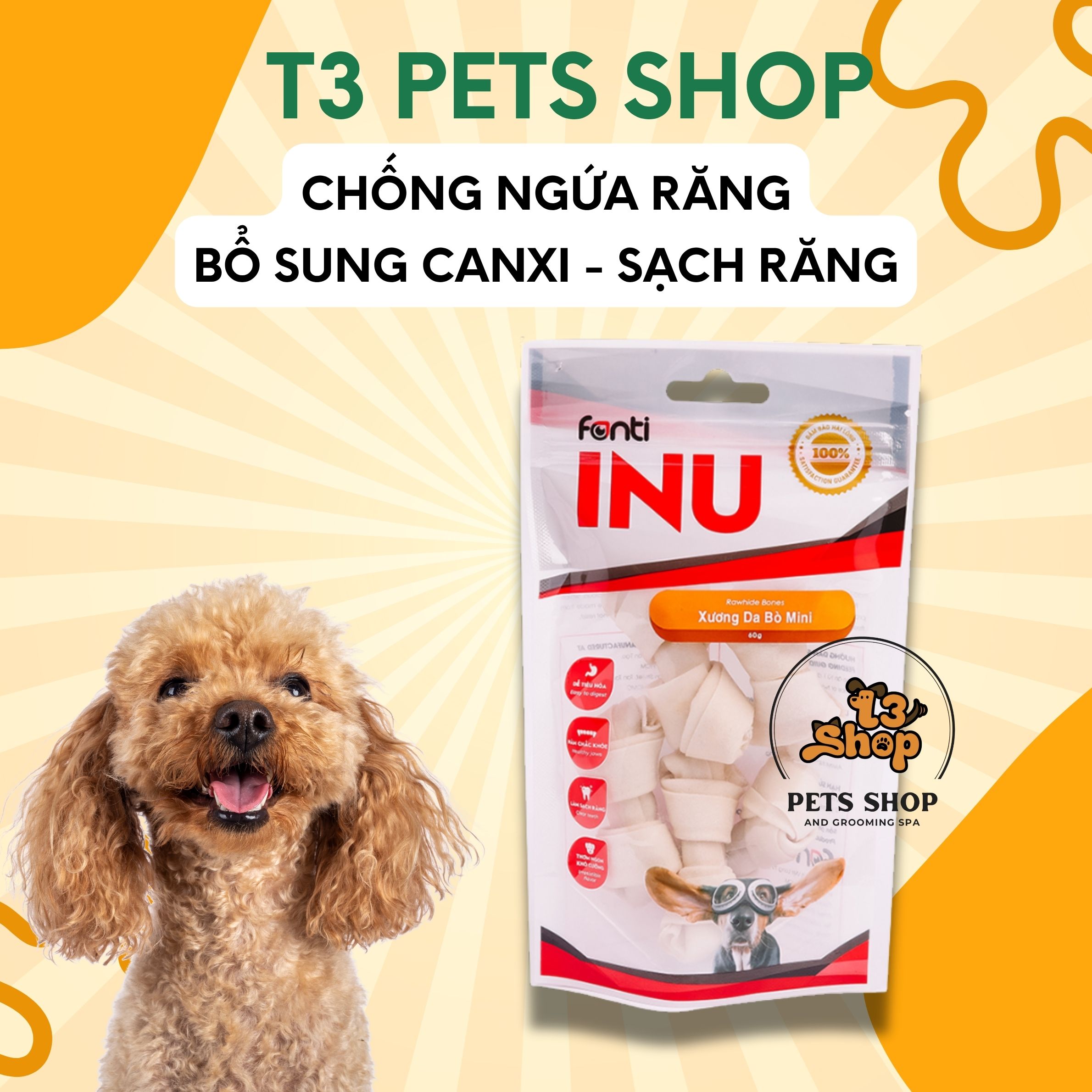 que da bò INU các loại dành cho chó - chống ngứa răng - làm sạch răng miệng -  T3 PETS SHOP