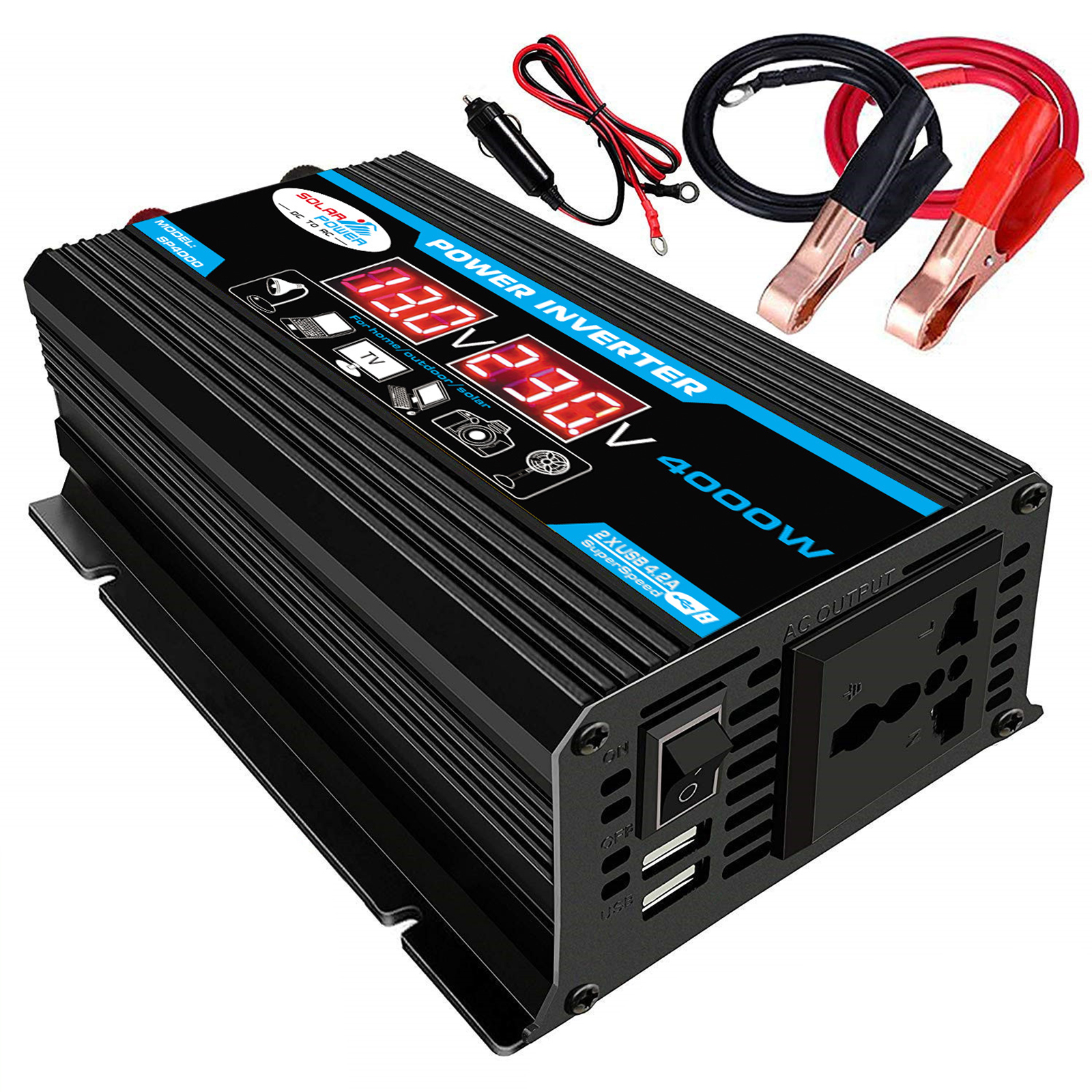 Bộ chuyển đổi điện 12v sang 220v 4000wkích điện 12v 220v sin chuẩn 4000wbộ đổi nguồn 12v sang 220vin