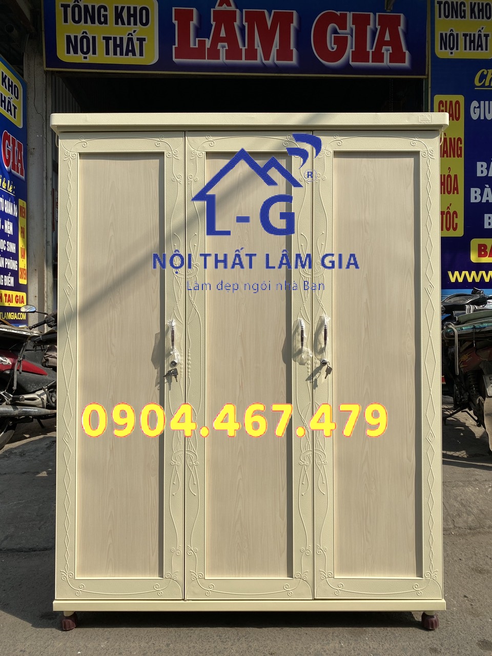 TỦ SẮT TRUNG HƯNG 3 CÁNH KEM SƠN TĨNH ĐIỆN TRUNG HƯNG - FREESHIP HCM
