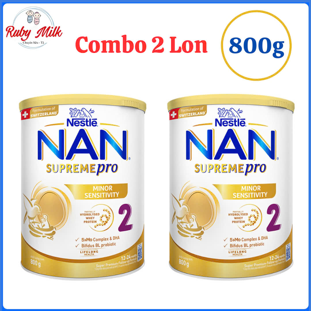 Combo 2 Lon Sữa NAN SUPREME PRO số 2 800g (12-24 tháng)