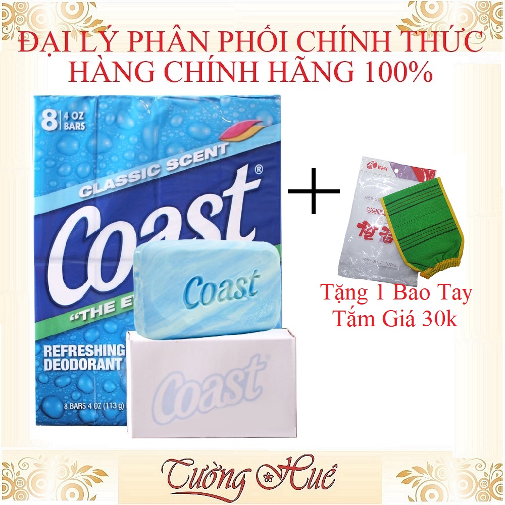 Lốc 8 Bánh Xà Bông Coast 113G ( Tặng 1 Bao Tay Tắm )