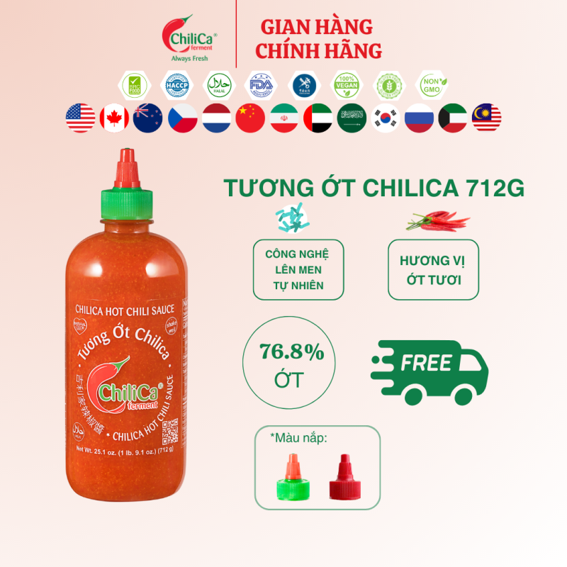 Tương Ớt ChiliCa 712g - Lên Men Tự Nhiên Không Chất Điều Vị Không Hương Liệu Không Phẩm Màu