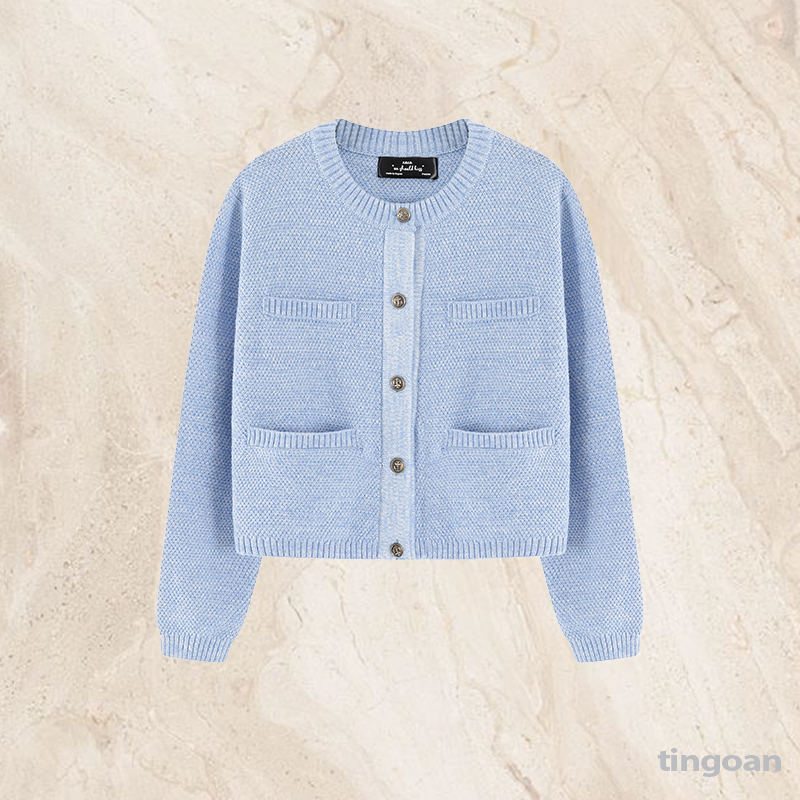 TINGOAN® - Áo len cardigan 4 túi xanh JENNIFER CARDIGAN/LB