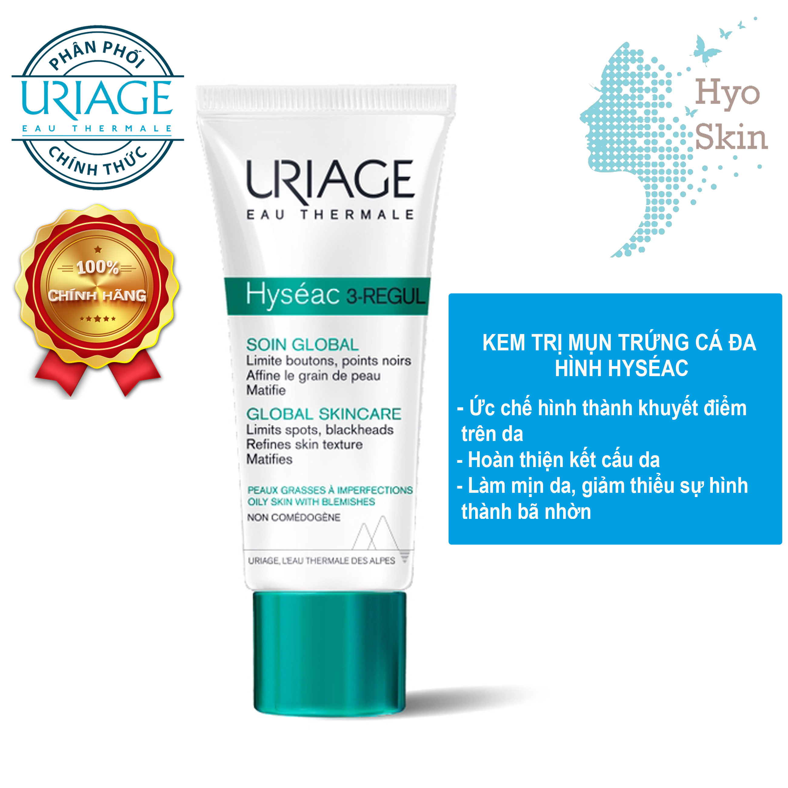 [Chính Hãng] Kem Ngăn Ngừa Mụn Trứng Cá Hỗn Hợp Uriage Hyseac 3 - Regul Soin Global 40Ml