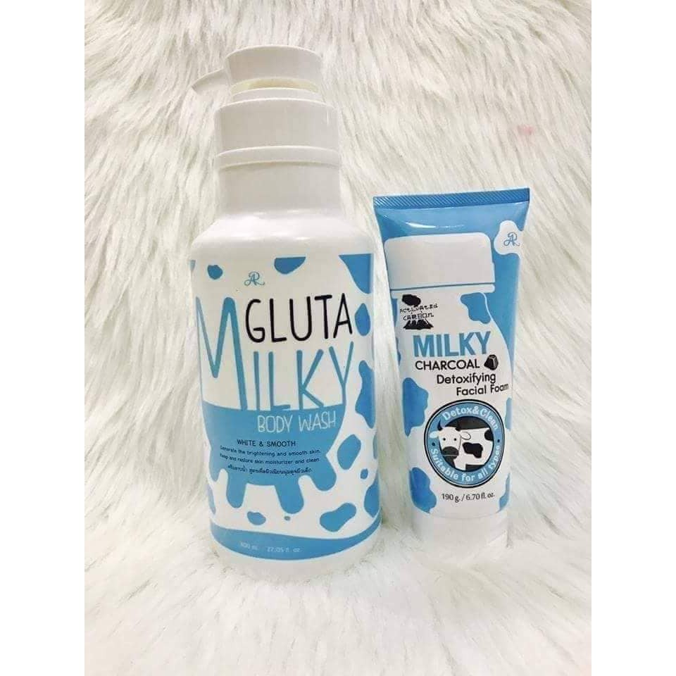 (Chuyên Sỉ) Sữa Tắm Con Bò Gluta Milky Thái Lan 800Ml Giúp Da Thêm Mềm Mại Láng Mịn + Tặng Sữa Rửa Mặt 190Ml