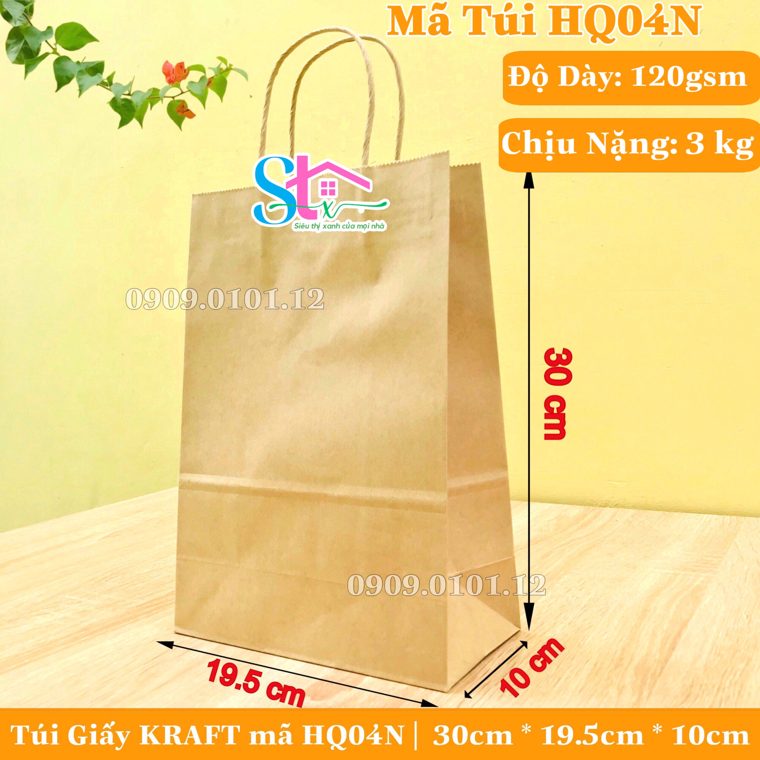 Combo 10 túi giấy kraft có quai cao cấp dày và cứng cáp túi kraft bảo vệ môi trường túi đựng quà túi giấy xi măng