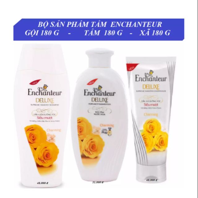 [Hcm]Enchanteur - Bộ Sản Phẩm Gồm - Dầu Gội 180 G + Sữa Tắm 180 G + Dầu Xả Tóc 180 G - Charming