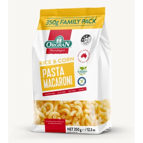 Nui rau củ Orgran Gluten Free Pasta  family pack 350g
