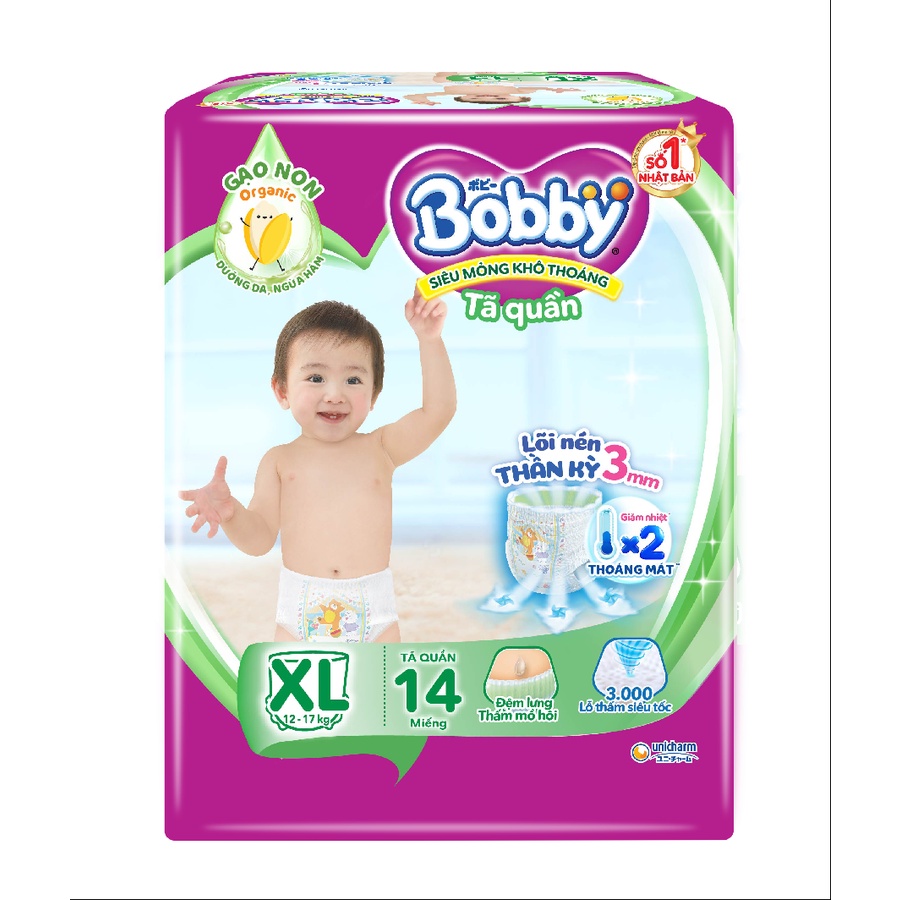 Tã quần Bobby  M42 L36 XL32 XXL28 Miếng đủ cỡ Bĩm Tả quần Bobby 6-35kg Tặng thêm 4 miếng cam kết hàn