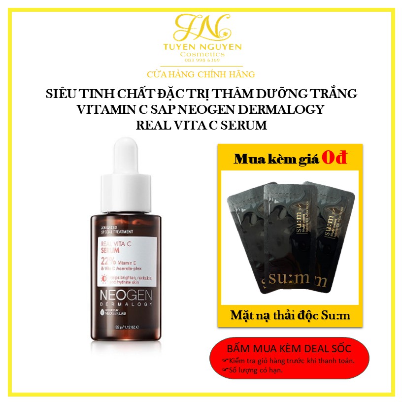 Siêu Tinh Chất Xoá Thâm Dưỡng Trắng Vitamin C Sap Neogen Dermalogy Real Vita C Serum 32G