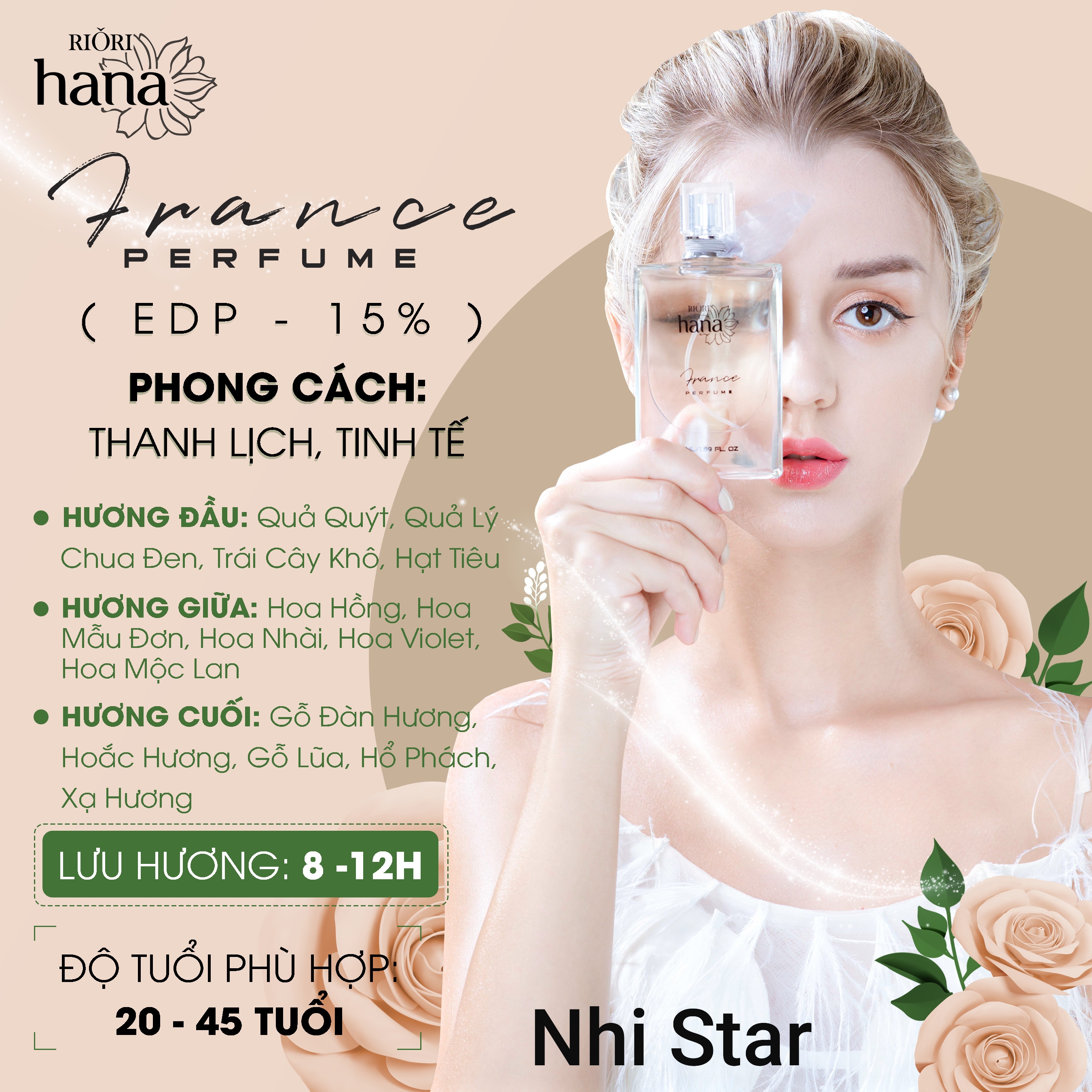 Nước Hoa Riori Hana France Perfume 50Ml