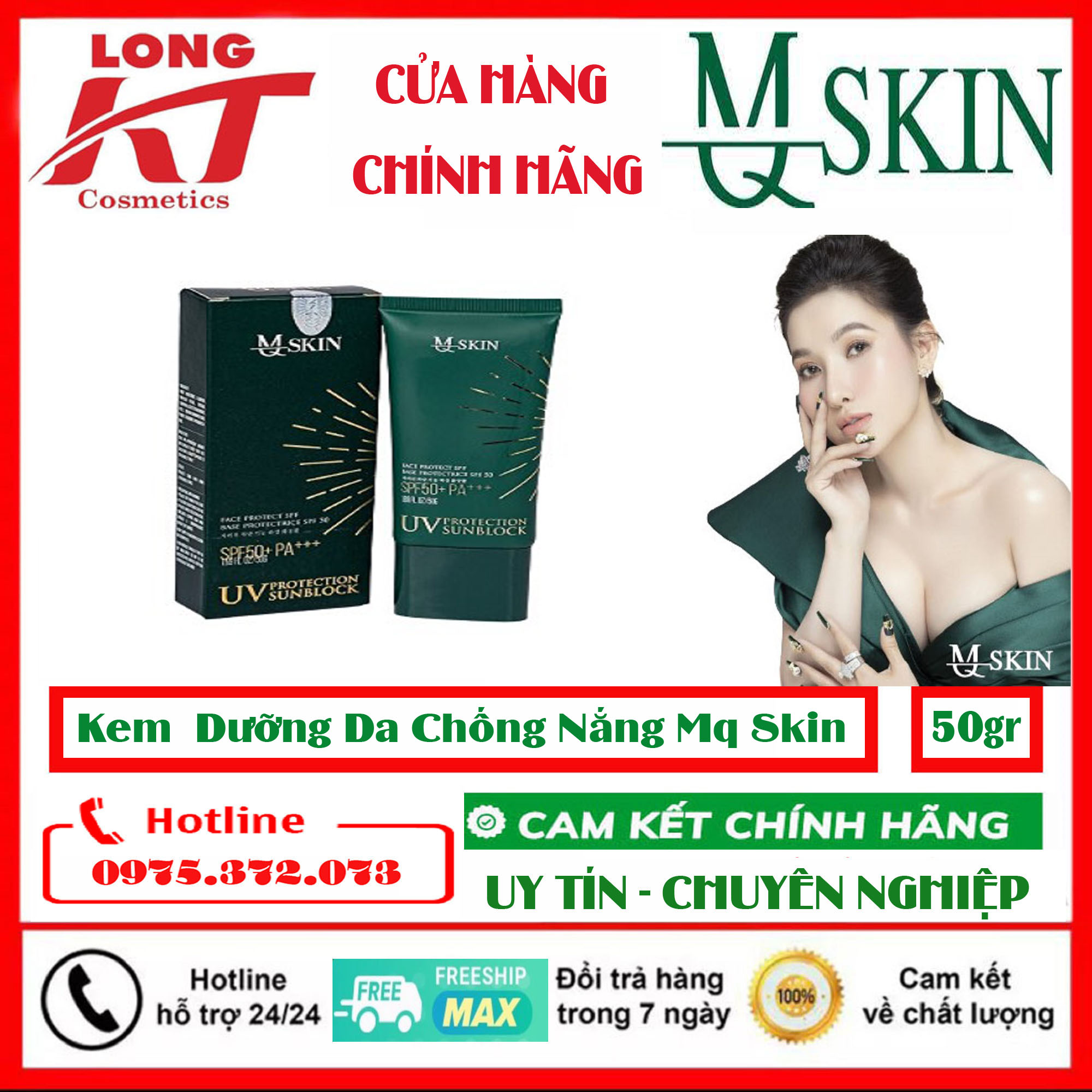 [[Hot - Miễn Ship - 20K Hàng Chính Hãng 100% - Mq Skin - Gía Sĩ]] Kem Chống Nắng Mq Skin 50Ml Bảo Vê An Toàn Cho Da Chống Tia Cực Tím - Chống Nước