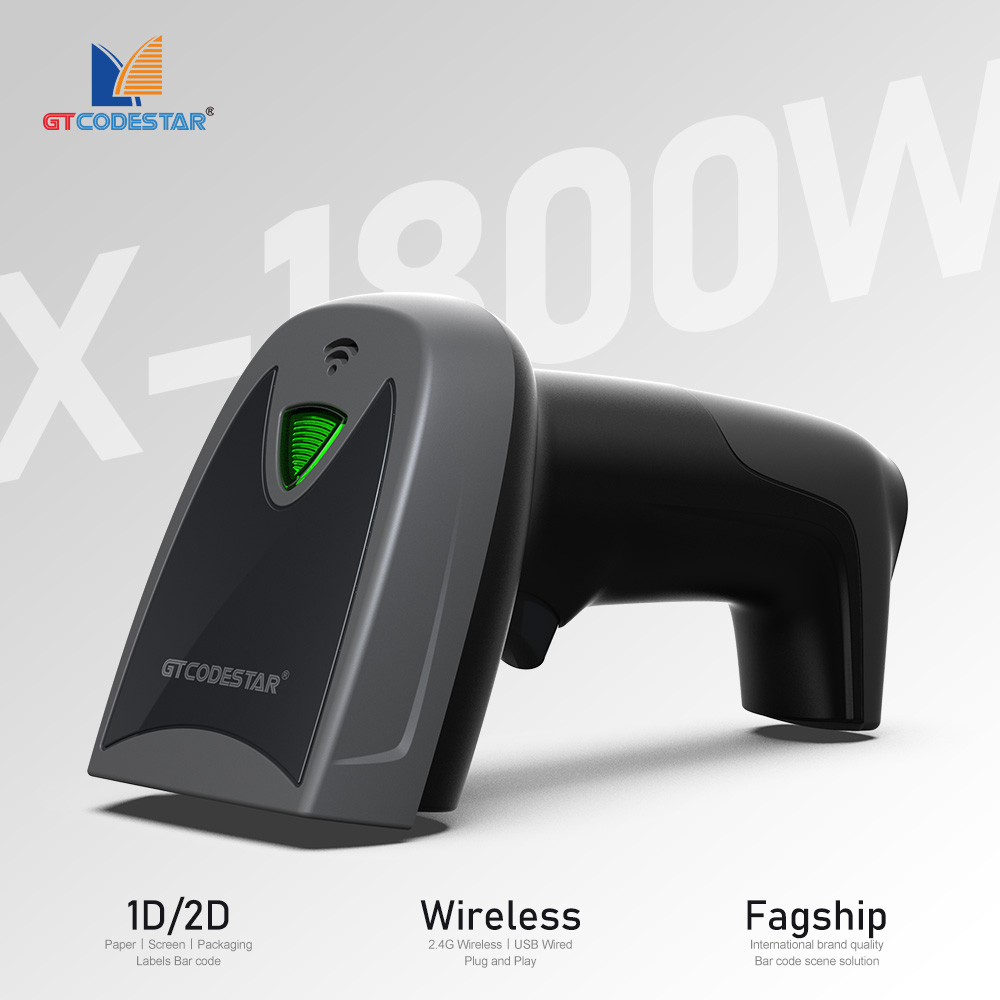 GTCODESTAR X-1800W 1D Laser Barcode Scanner 2D USB Wired QR Code Reader Handheld Barcode Reader CMOS