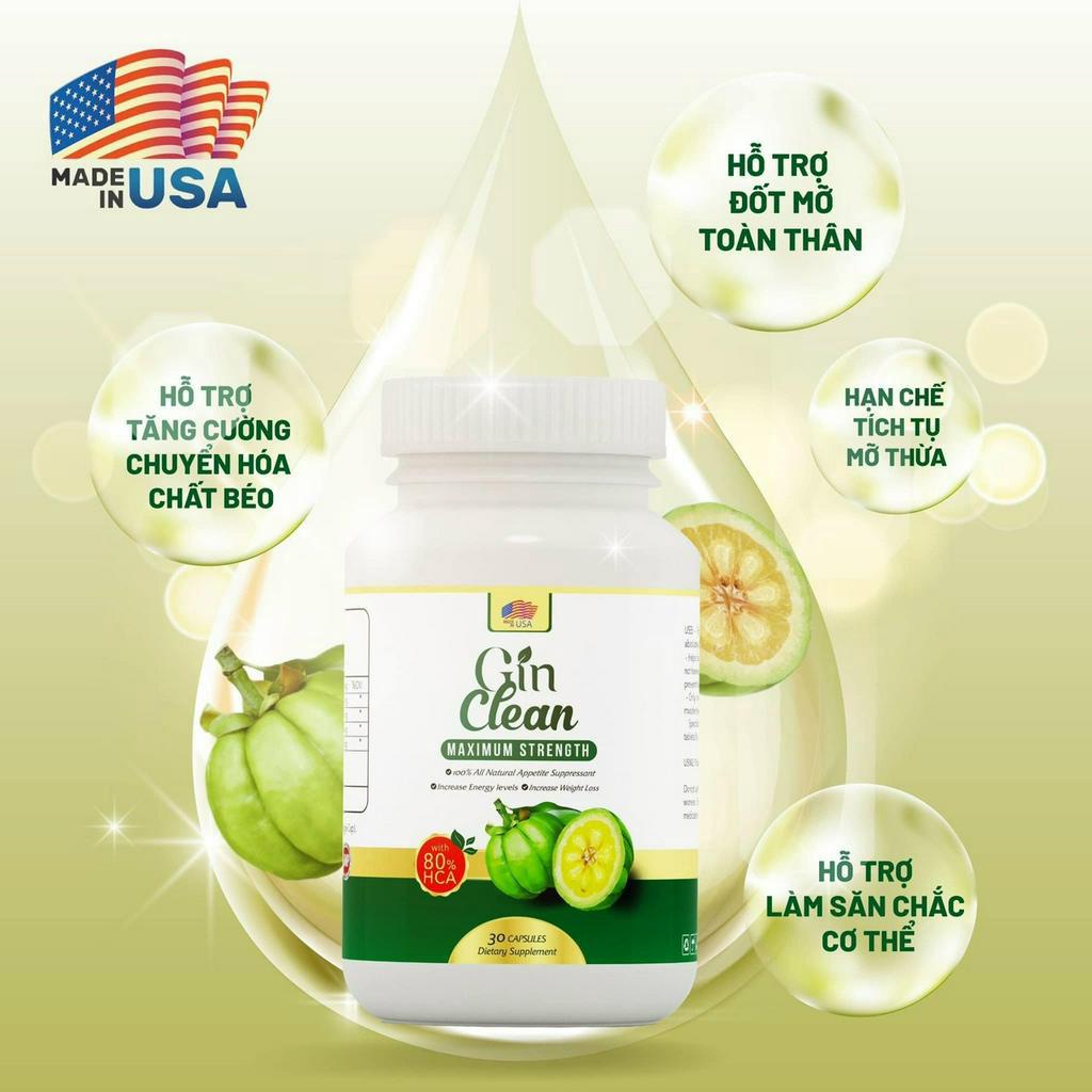 Viên Uống Giảm Cân Đốt Mỡ Siết Cơ Tan Mỡ Cấp Tốc Gin Clean Maximum Strength 30 Viên Made in USA