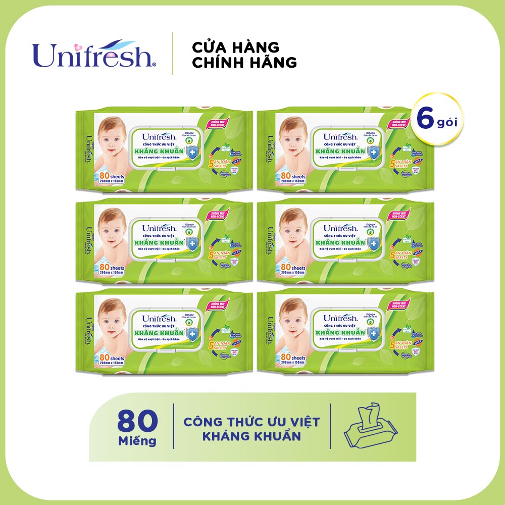 Combo 12 khăn ướt Unifesh/UniDry - gói 80 miếng