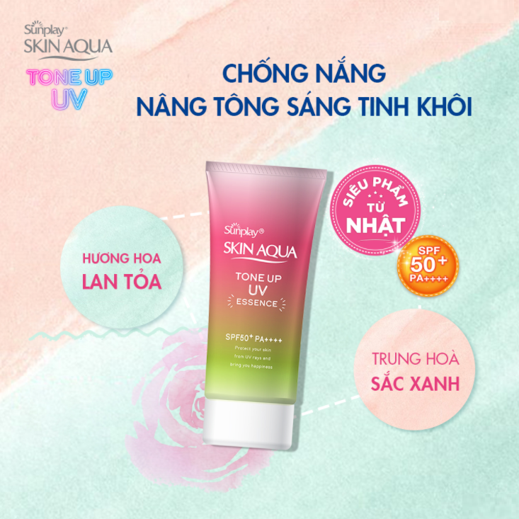 [Hcm]Tinh Chất Chống Nắng Nâng Tông Dành Cho Da Dầu Hỗn Hợp Sunplay Skin Aqua Tone Up Uv Happiness Aura(Rose)50G