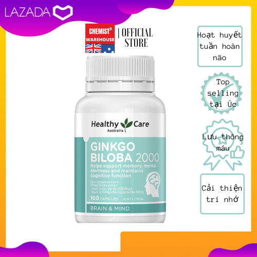 [Hcm][Hàng Chuẩn Úc] Healthy Care Ginkgo Biloba 2000Mg - Viên Uống Bổ Não 100 Viên