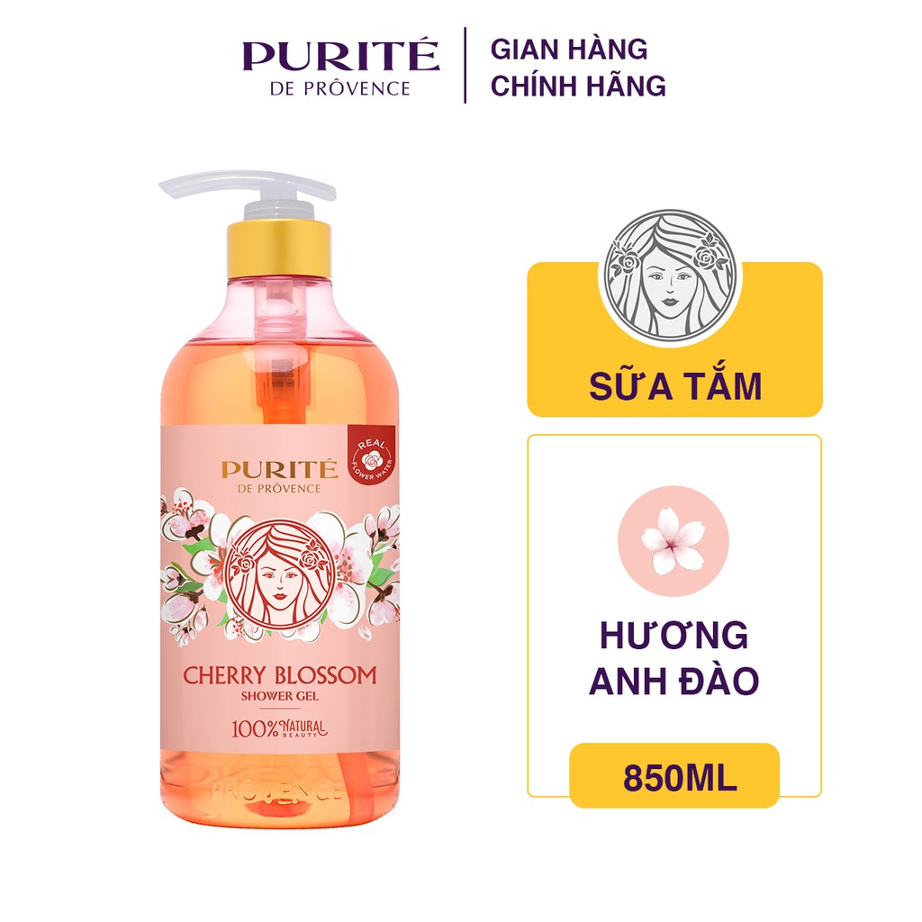 [Hcm](Kèm Quà Tặng) Sữa Tắm Thiên Nhiên Purité Hoa Anh Đào 850Ml