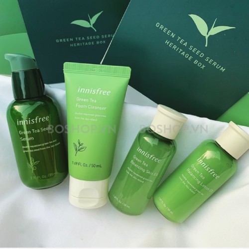 Set Dưỡng Da Trà Xanh 4 Món Green Tea Seed Serum Heritage Box New 2020