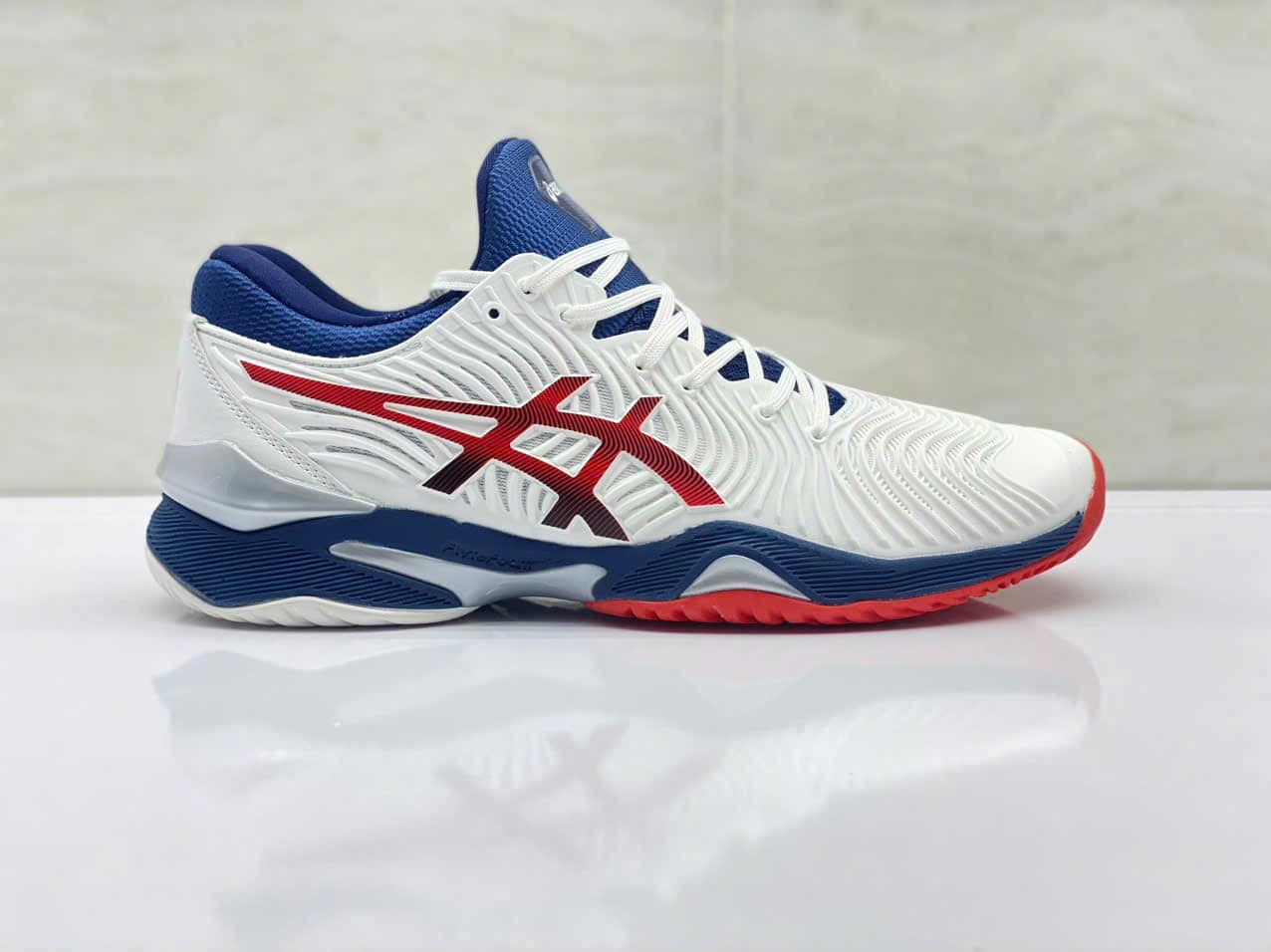 Asics Court FF 2 Novak White Mako Blue - Giày tennis cầu lông nam ( tặng kèm tất - donate socks )