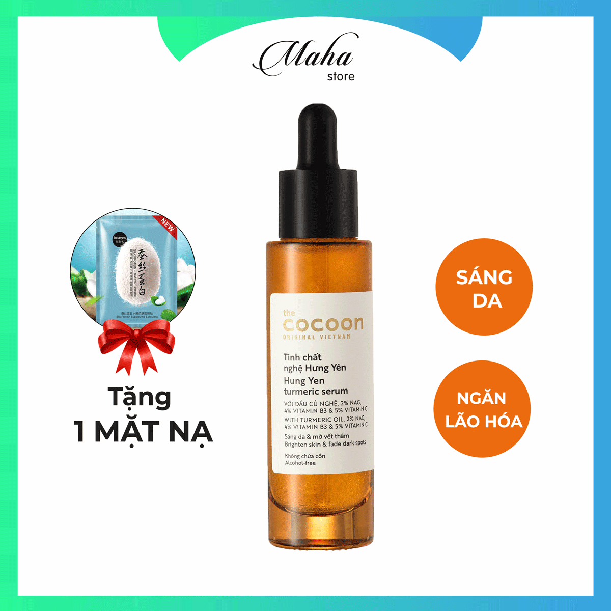 Tinh Chất Serum Nghệ Hưng Yên Cocoon Sáng Da Cấp Ẩm Ngừa Lão Hóa Cấp Ẩm 30Ml (Tặng Mặt Nạ)