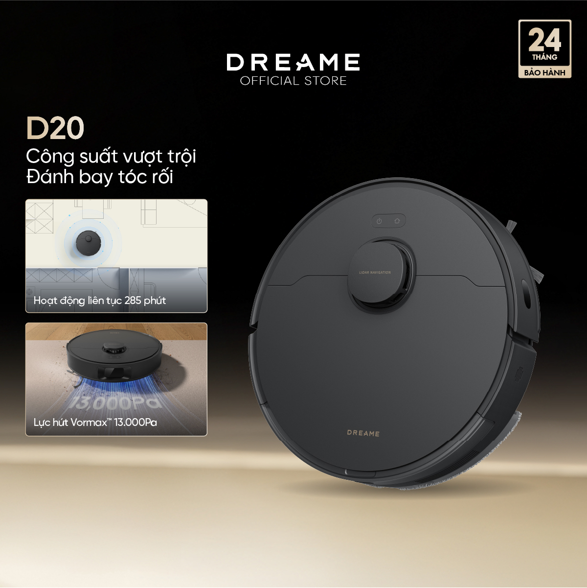 Robot Hút Bụi Lau Nhà Thông Minh Dreame D9 Max Gen 2/D20- Lực Hút 6000Pa - Bản Quốc Tế - Bảo Hành 24