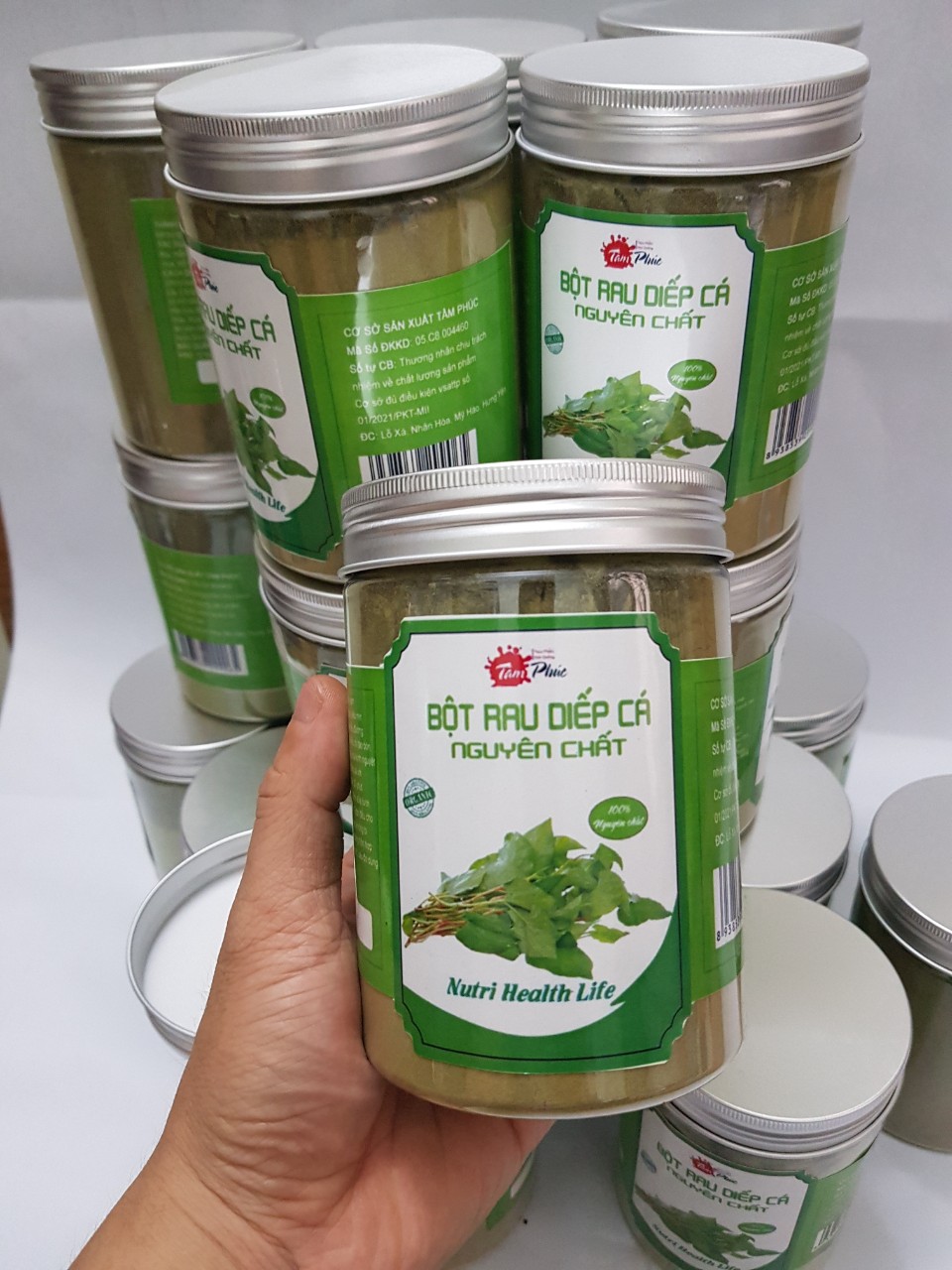 Bột diếp cá hộp 250g bột rau diếp cá sấy lạnh Tâm Phúc nguyên chất thanh nhiệt đẹp da ăn dặm bột rau