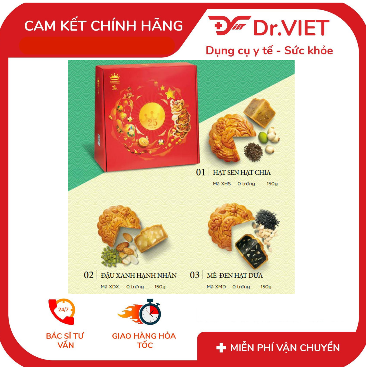 Bánh trung thu Kinh Đô dòng sản phẩm ăn chay ăn kiêng 150g