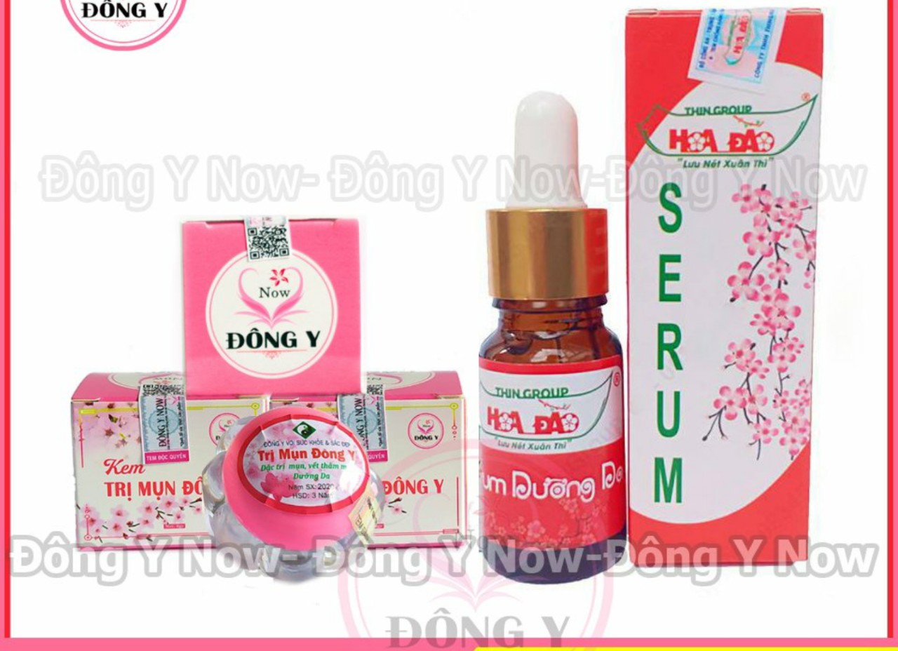 [Hcm]Combo Kem Sạch Mụn Và Serum Dưỡng Da Hoa Đào Tặng Mask Nhau Thai Cuống Rốn Xịn Xò