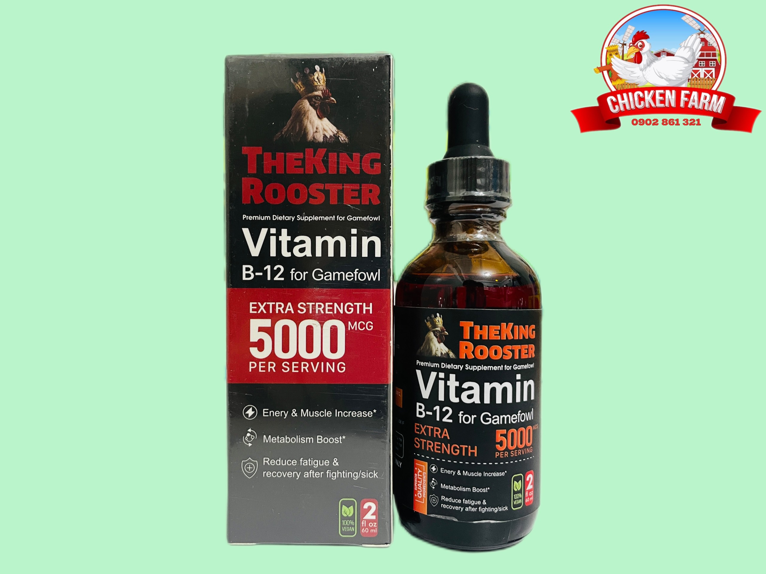 VITAMIN B12 5000 CHAI 60ML - THEKING ROOSTER - USA CHO GÀ