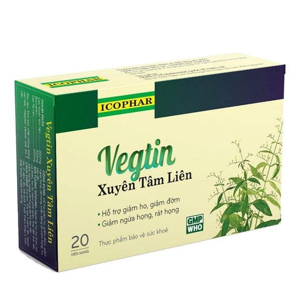 [Hcm][Q. Gò Vấp] Vegtin Xuyên Tâm Liên - Hỗ Trợ Giảm Ho Giảm Ngứa Họng Viêm Họng (20 Viên)