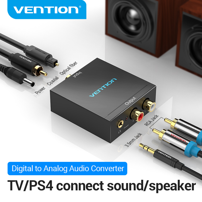 Vention Audio Converter DAC SPDIF Optical Fiber L/R RCA Audio Converter With Power Supply for PS3/4 