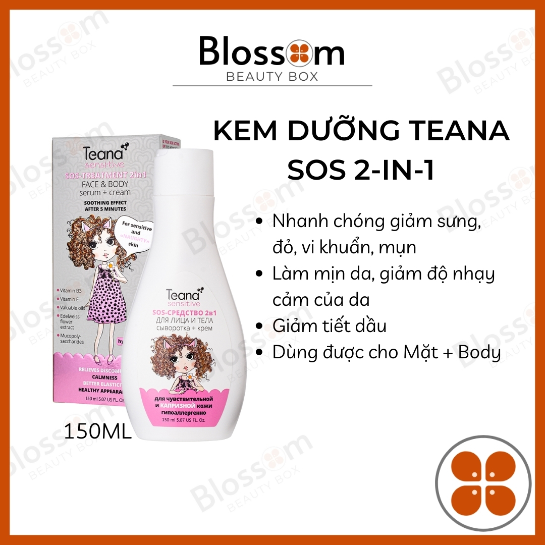 Kem dưỡng + serum agent 2 in 1 SOS cho da mụn viêm đỏ Teana (face + body)
