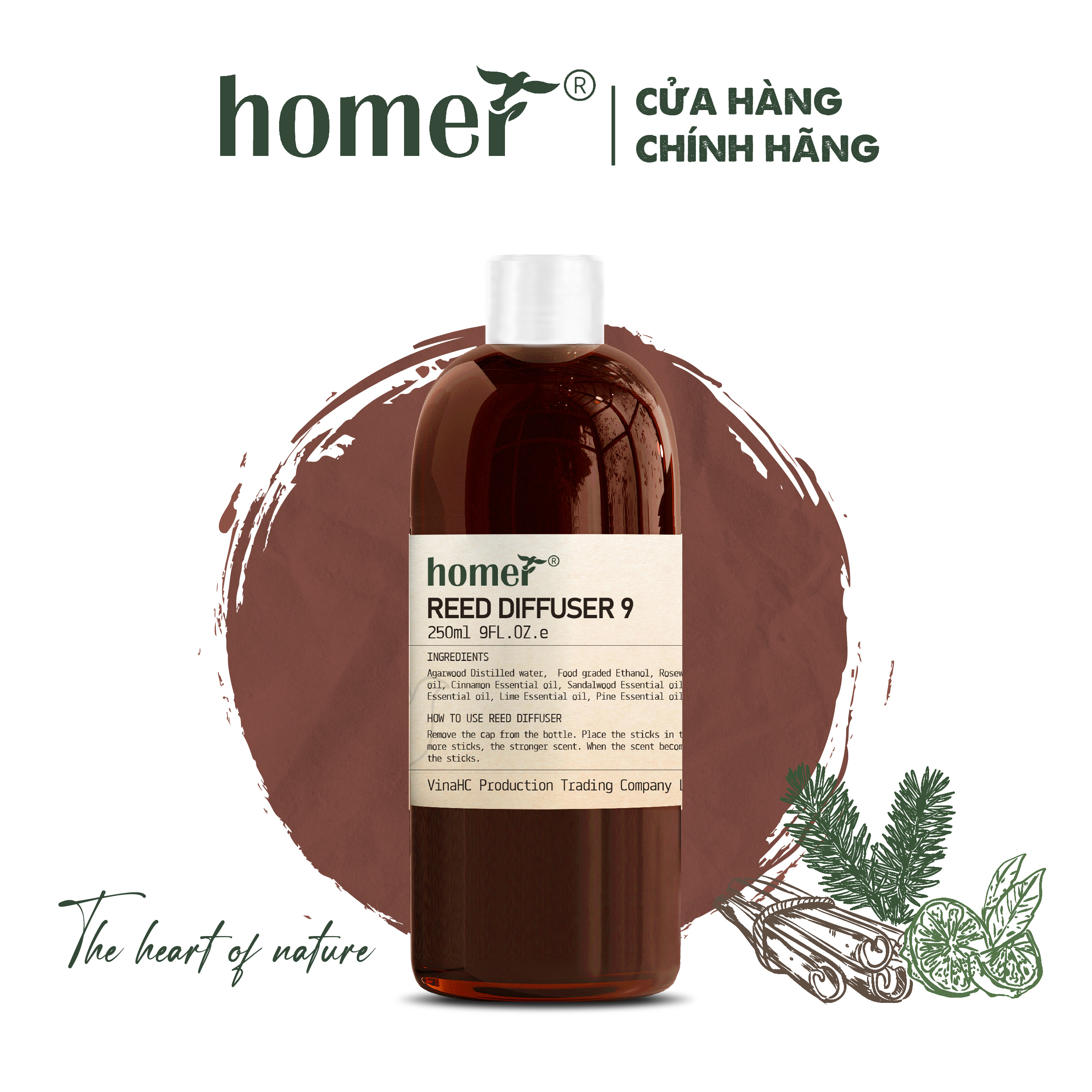 Tinh dầu thơm phòng Gỗ Ấm khuếch tán dạng que gỗ thiên nhiên HOMER dung tích 100ml/250ml - Thơm suốt 600 giờ khử mùi thơm phòng không độc hại