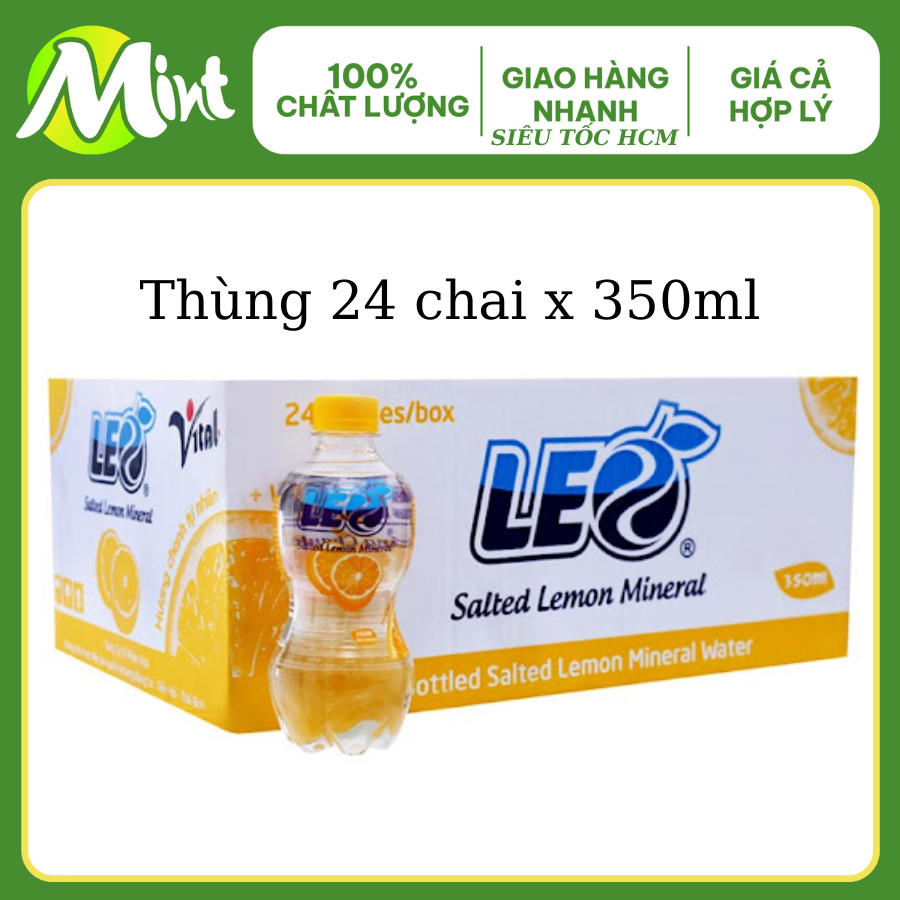 Thùng 24 chai - Nước khoáng có ga vị Chanh Muối 350ml - LEO. Shop Mint Mint.