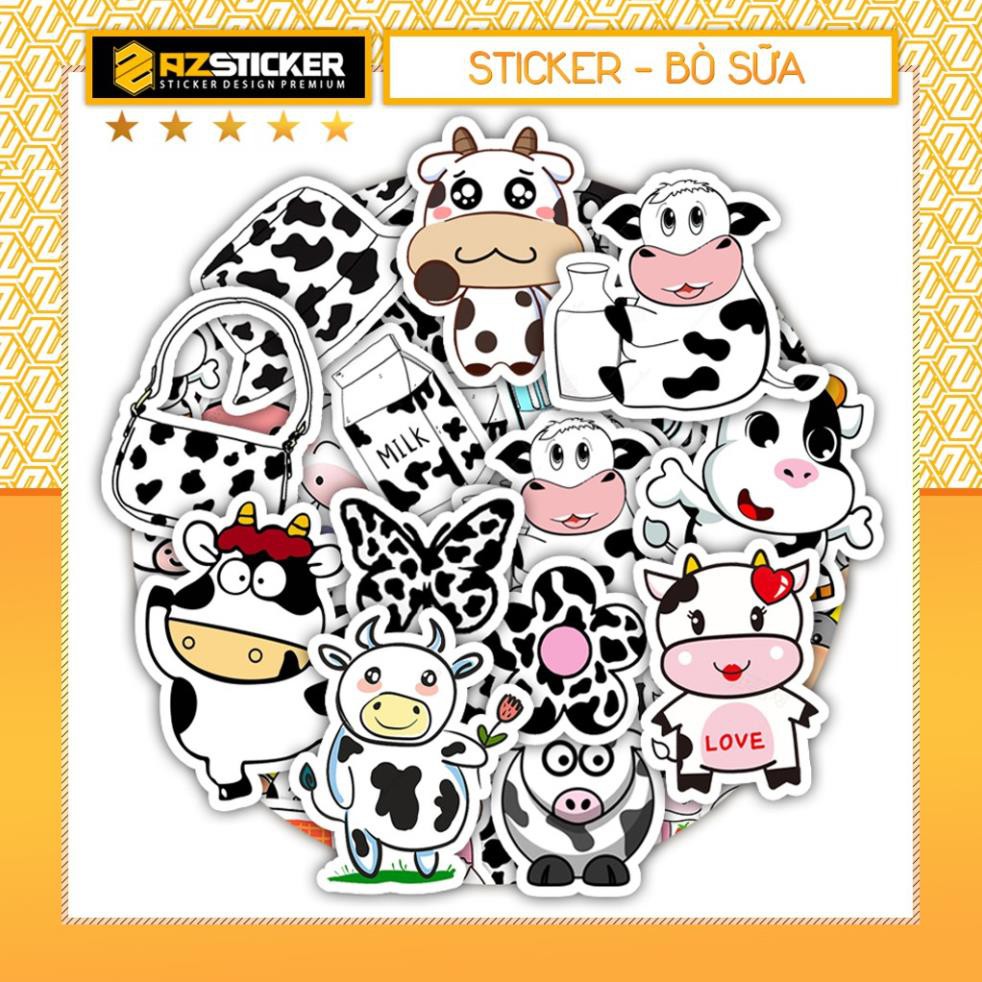 Set 50 Sticker Bò Sữa Dán Mũ Bảo Hiêm