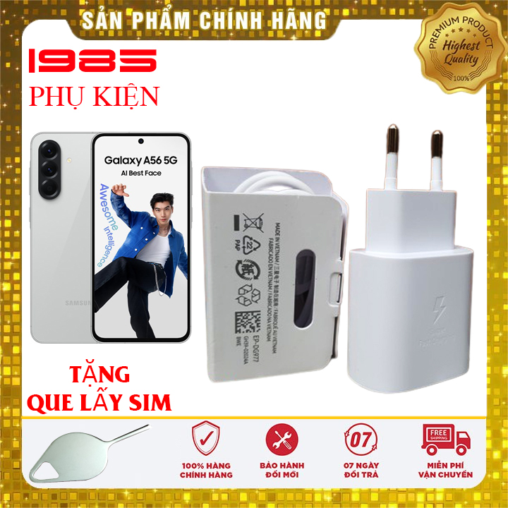 Bộ Sạc Nhanh Trắng Samsung 25W Cho A56 A36 A26 A16 A06 Chính Hãng
