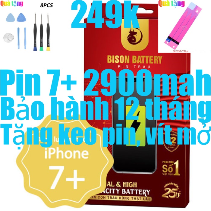 Pin 7 Plus Bison dung lượng 2900mAh