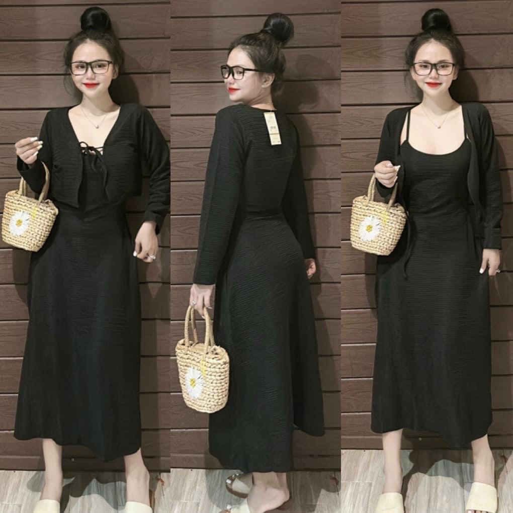 ẢNH THẬT] Váy 2 dây dáng dài xẻ tà cổ V ulzzang phối nhún eo siêu xinh |  Shopee Việt Nam