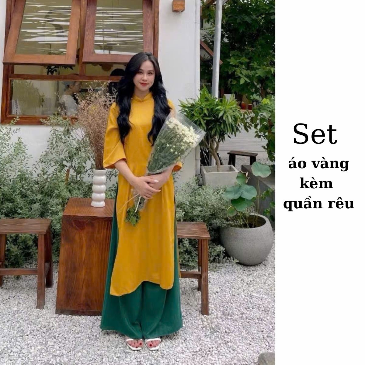 Áo dài cách tân vui Tết đón xuân về A.8770 kiểu dáng tay lỡ nhiều màu thết kê cúc ngọc sang chảnh ph