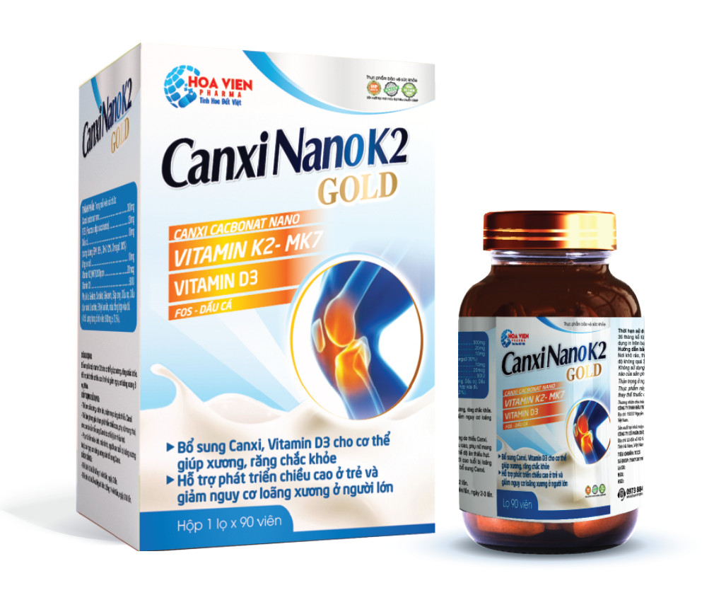 Canxi Nano K2 Gold - Bổ sung Canxi vitamin K2-D3 cho phụ nữ có thai trẻ đang phát triển chiều cao ng